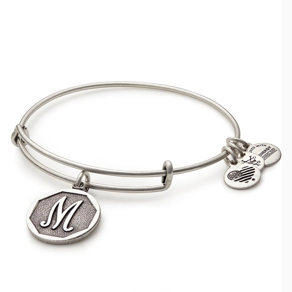 Alex and Ani Initial M Charm Silver Expandable from 2" to 3.5"